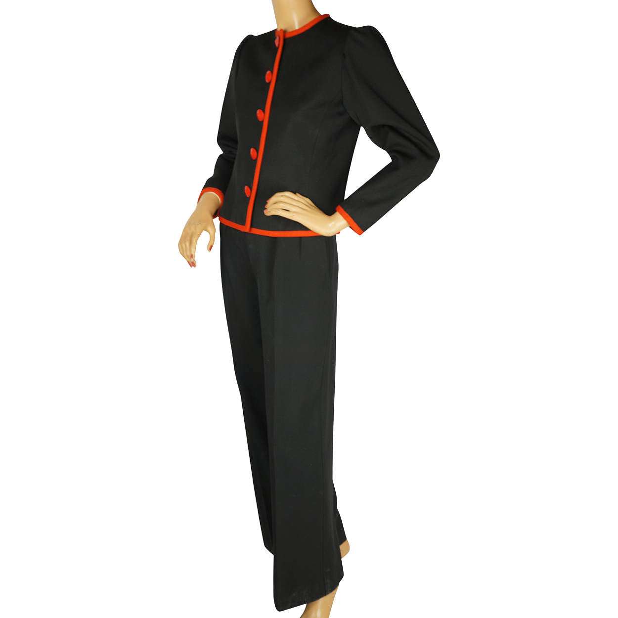 Yves Saint Laurent Three Piece Suit Jacket Pants &amp; Skirt Black Wool Ladies S M - Poppy's Vintage Clothing