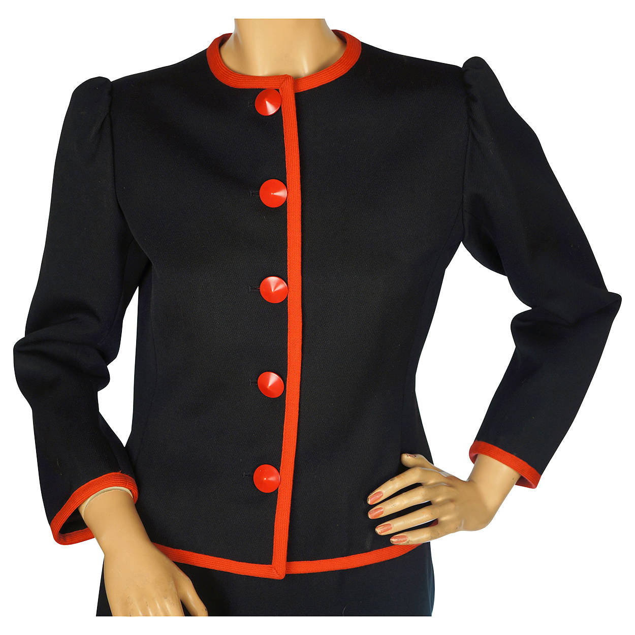 Yves Saint Laurent Three Piece Suit Jacket Pants &amp; Skirt Black Wool Ladies S M - Poppy's Vintage Clothing