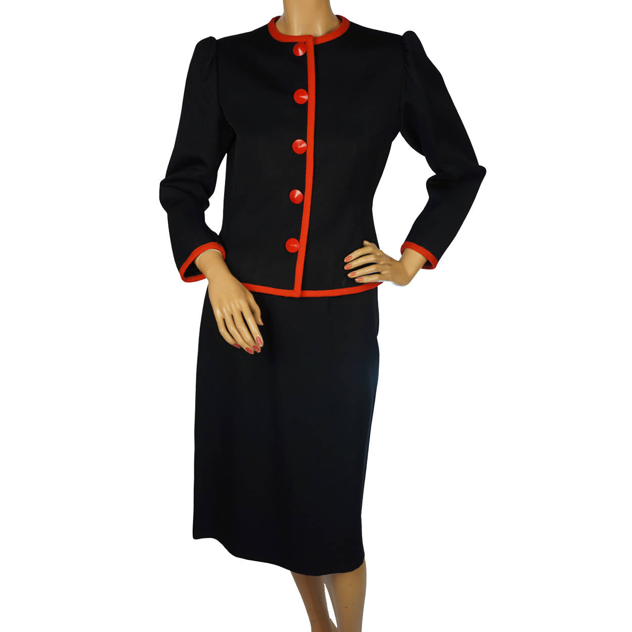 Yves Saint Laurent Three Piece Suit Jacket Pants &amp; Skirt Black Wool Ladies S M - Poppy's Vintage Clothing