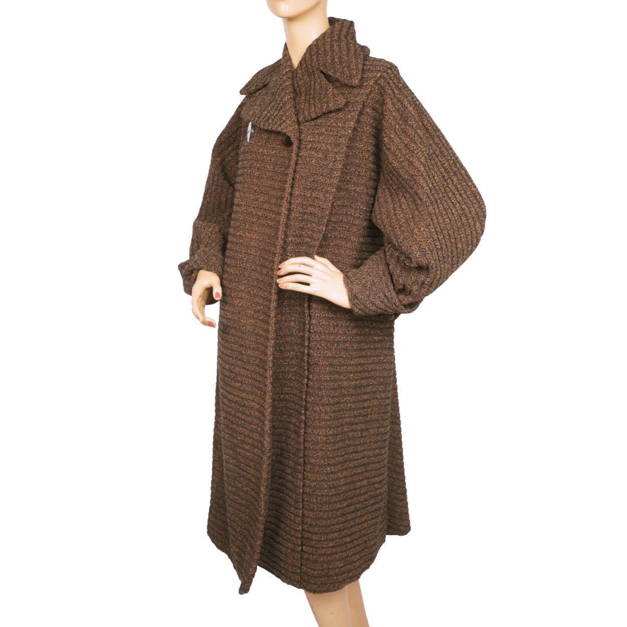Vintage 1950s Saks Fifth Avenue Coat Ribbed Wool Ladies Size Large XL - Poppy's Vintage Clothing