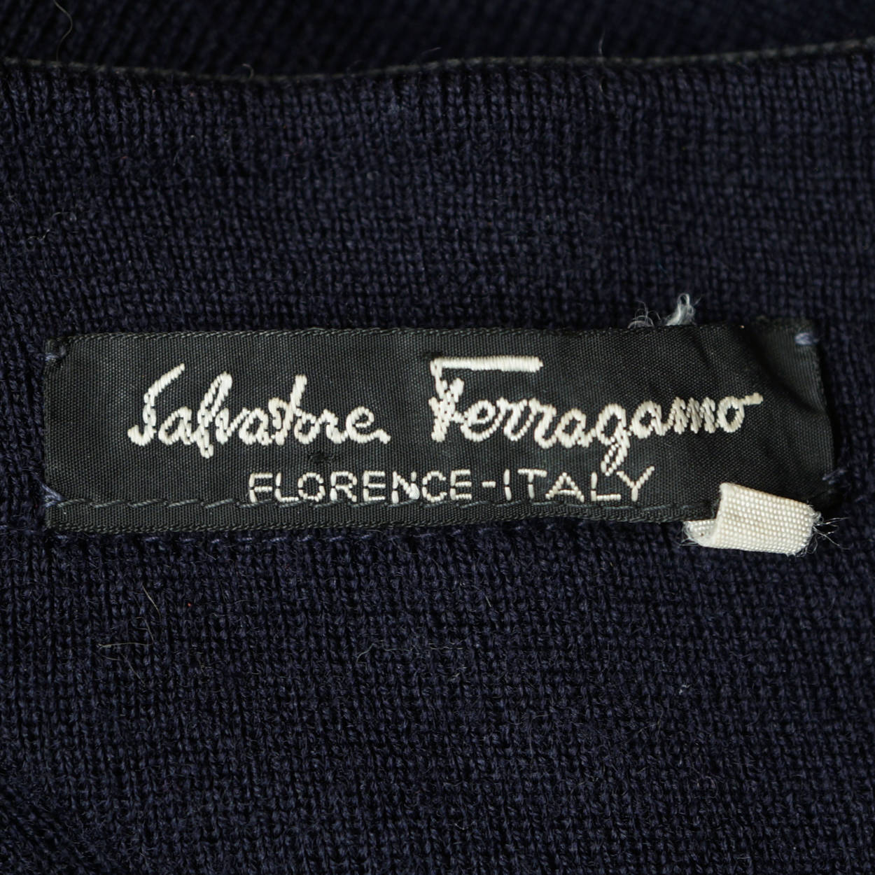 Vintage Salvatore Ferragamo Sweater Blue Wool Cardigan Made in Italy Size M - Poppy's Vintage Clothing