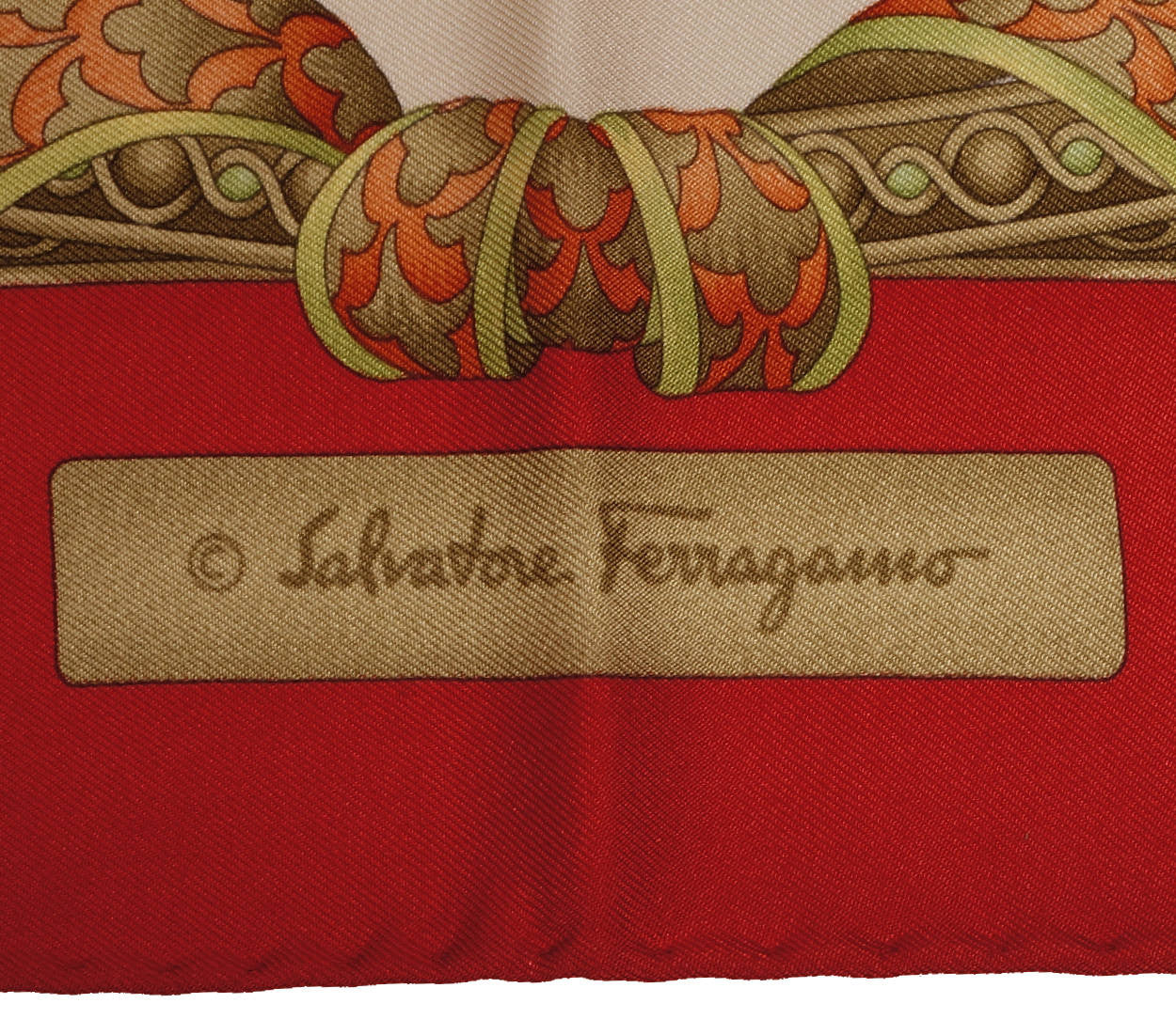 Salvatore Ferragamo Birds and Fruit Silk Twill Scarf 34” Square Made in Italy - Poppy's Vintage Clothing