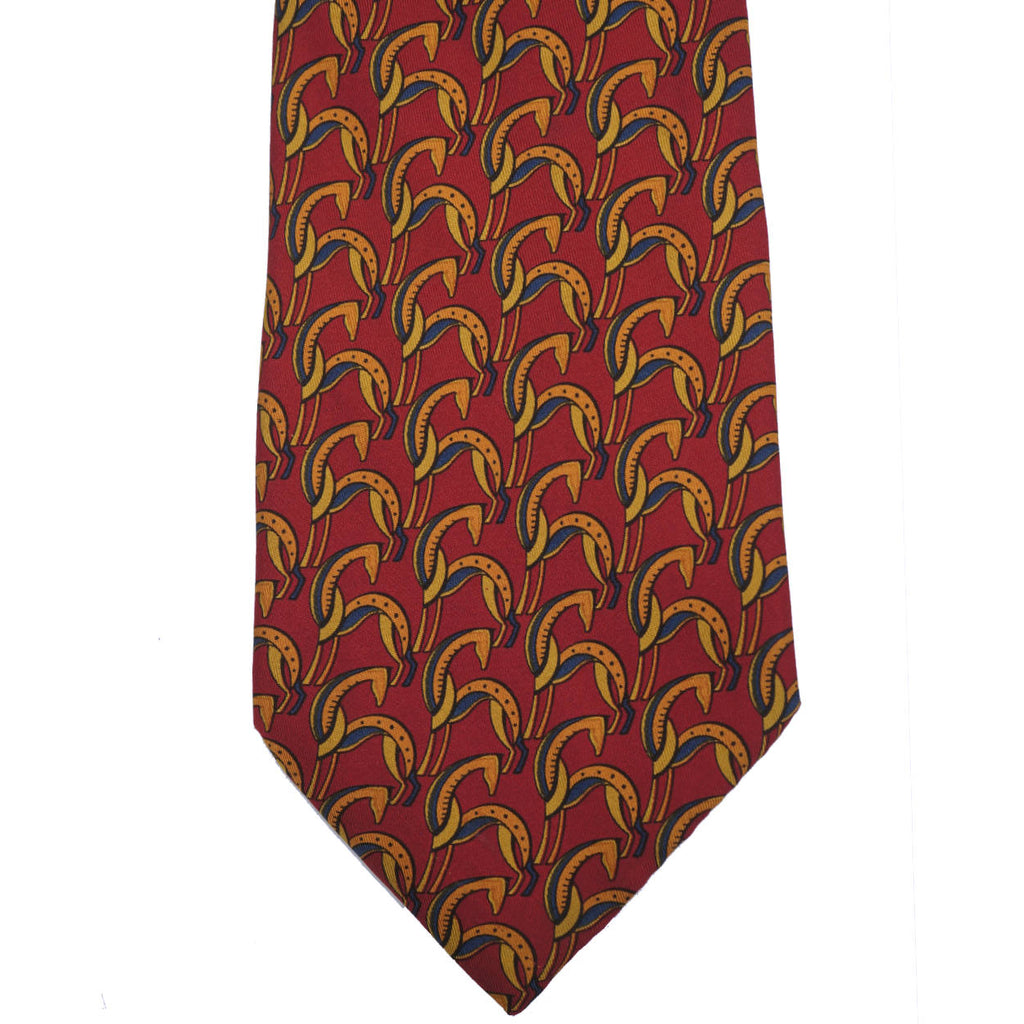 Vintage Salvatore Ferragamo Tie Silk Twill Stylized Giraffe Pattern Necktie - Poppy's Vintage Clothing