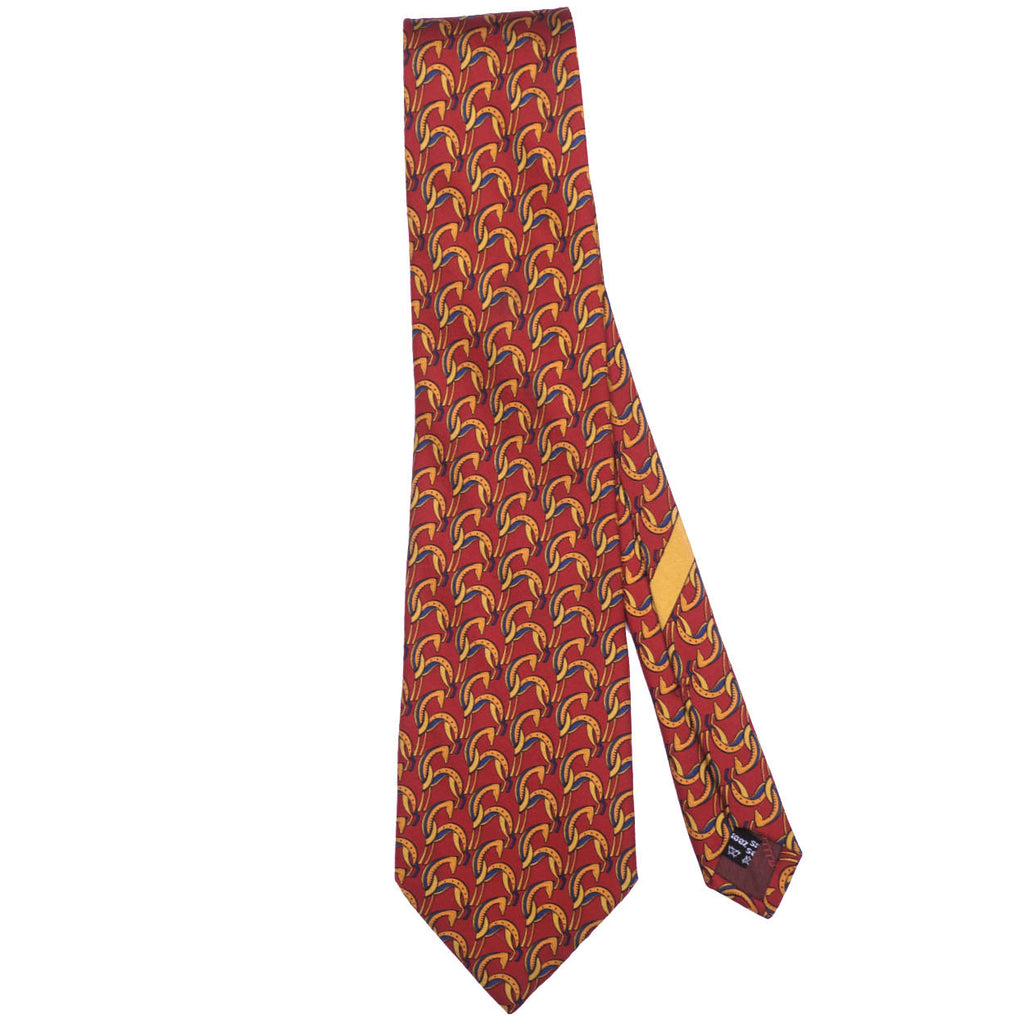 Vintage Salvatore Ferragamo Tie Silk Twill Stylized Giraffe Pattern Necktie - Poppy's Vintage Clothing