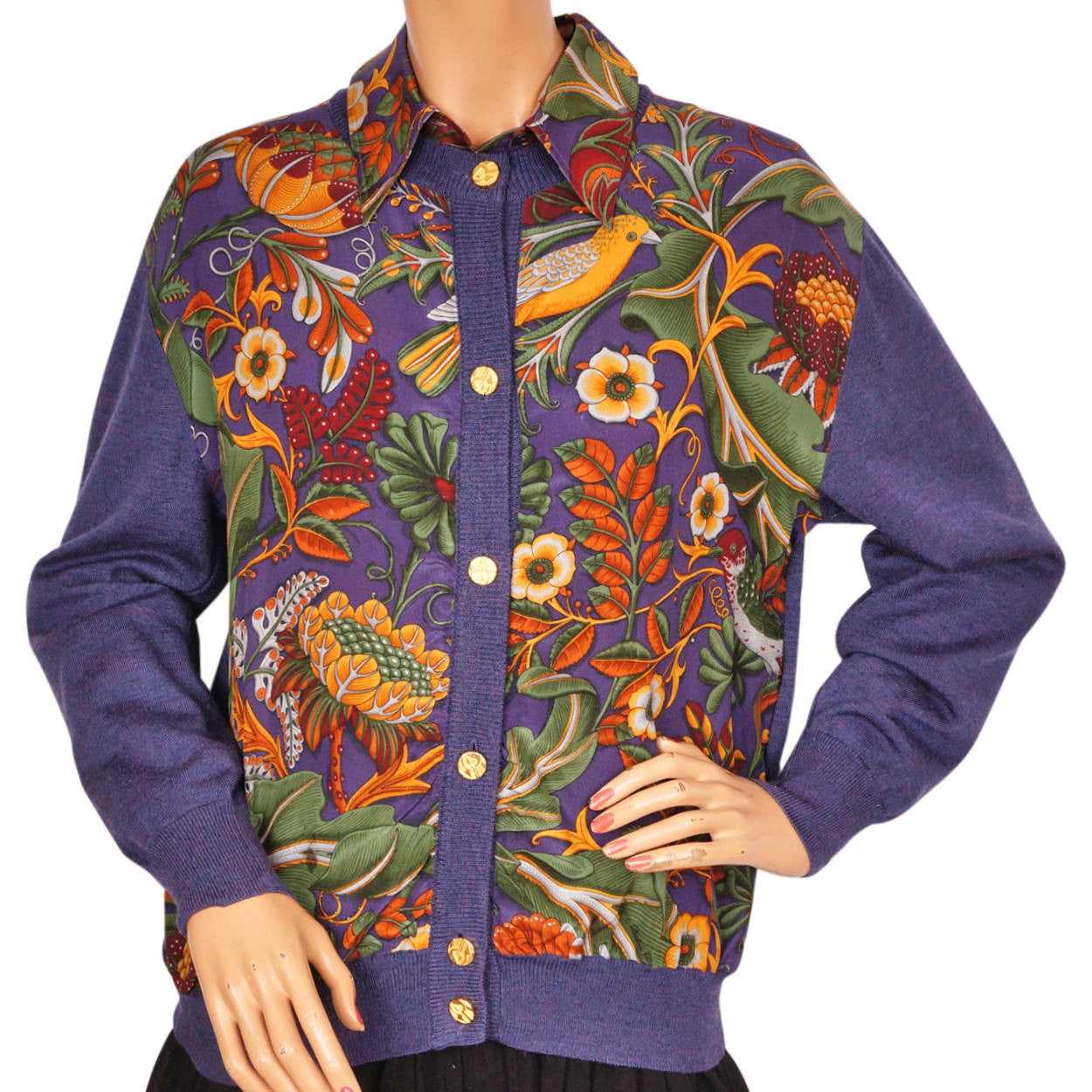Vintage 1980s Salvatore Ferragamo Silk Blouse and Sweater Set