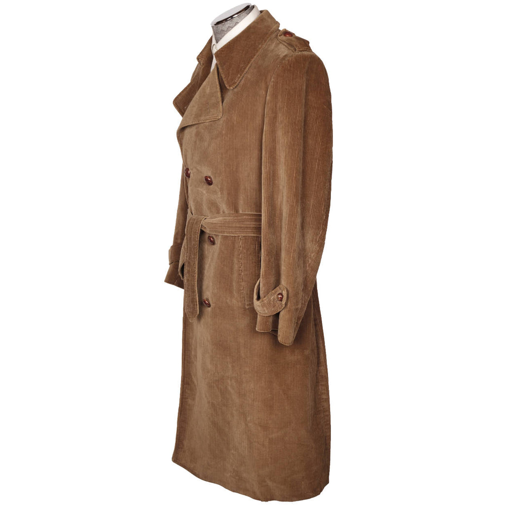 Vintage 70s Corduroy Mens Trench Coat Overcoat Samuelsohn American Hustle Style - Poppy's Vintage Clothing