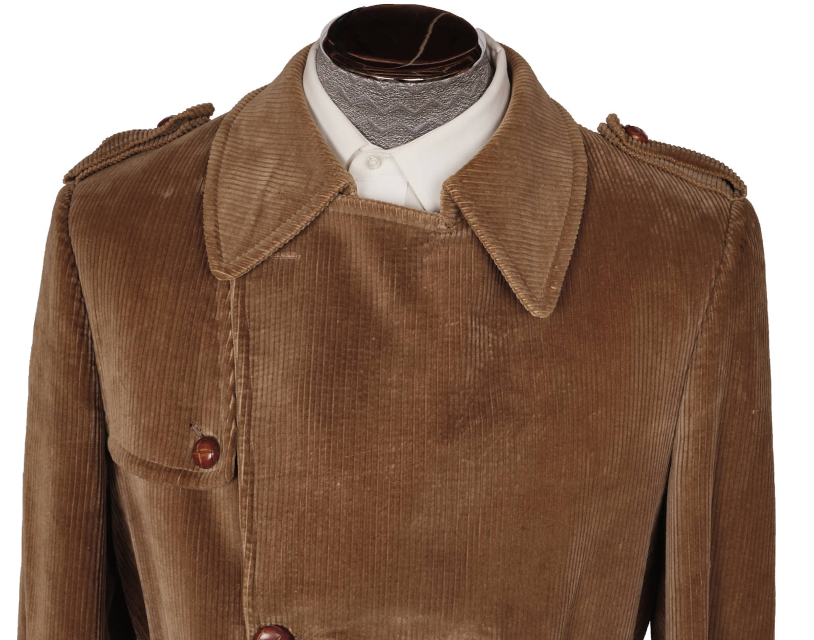 Vintage 70s Corduroy Mens Trench Coat Overcoat Samuelsohn American Hustle Style - Poppy's Vintage Clothing