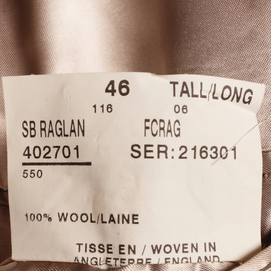 Vintage Mens Herringbone Tweed Coat Brown Trench Coat Style Samuelsohn 46 Tall - Poppy's Vintage Clothing