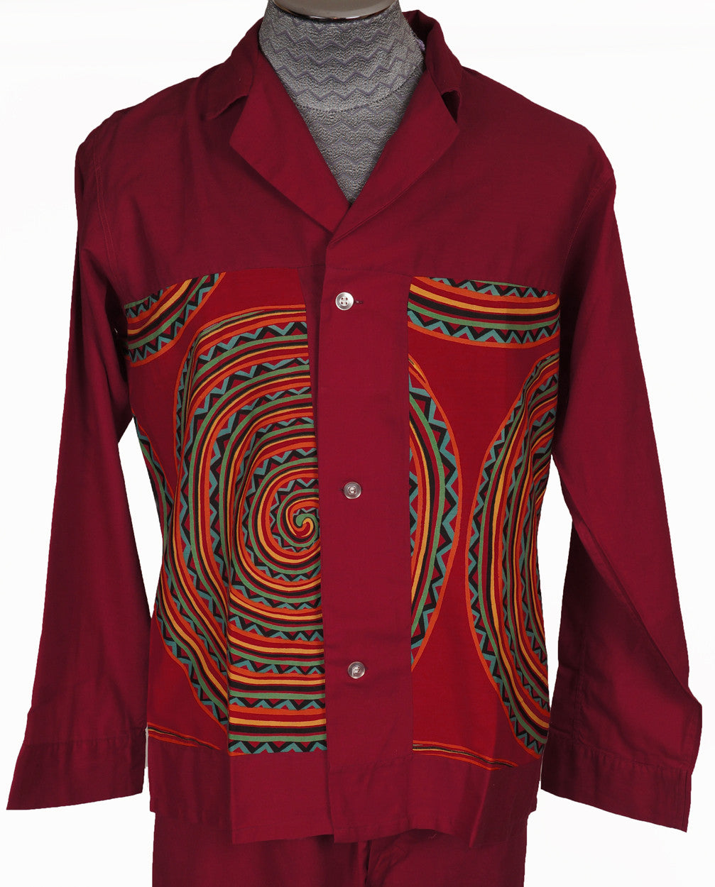 Vintage 60s Wild Design Tiki Print Mens Pajamas Size Medium by Weldon - Poppy's Vintage Clothing