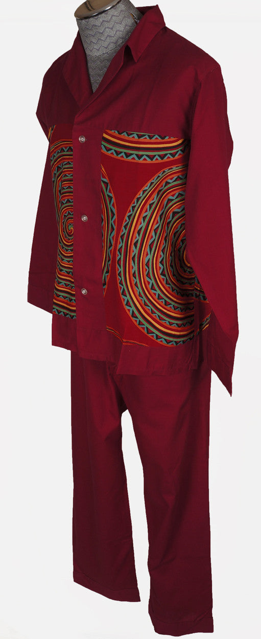 Vintage 60s Wild Design Tiki Print Mens Pajamas Size Medium by Weldon - Poppy's Vintage Clothing