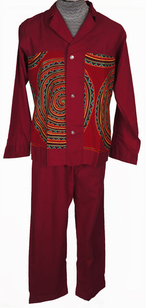 Vintage 60s Wild Design Tiki Print Mens Pajamas Size Medium by Weldon - Poppy's Vintage Clothing