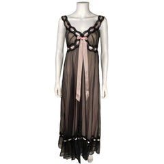 Vintage 50s Black Nylon Nightie Nightgown Saxon Lingerie