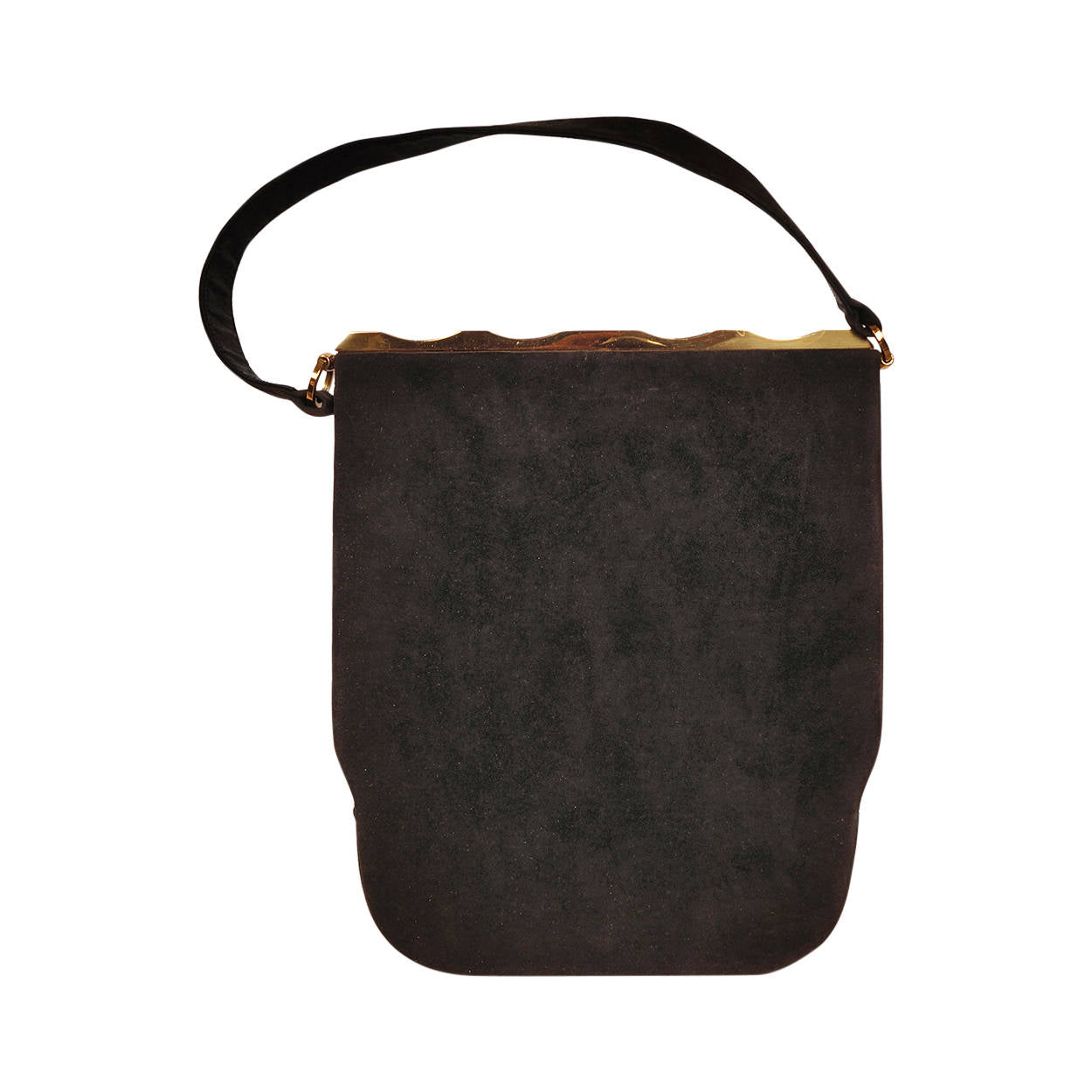 Vintage Schiaparelli Paris Purse 1950s Black Antelope Suede Handbag - Poppy's Vintage Clothing