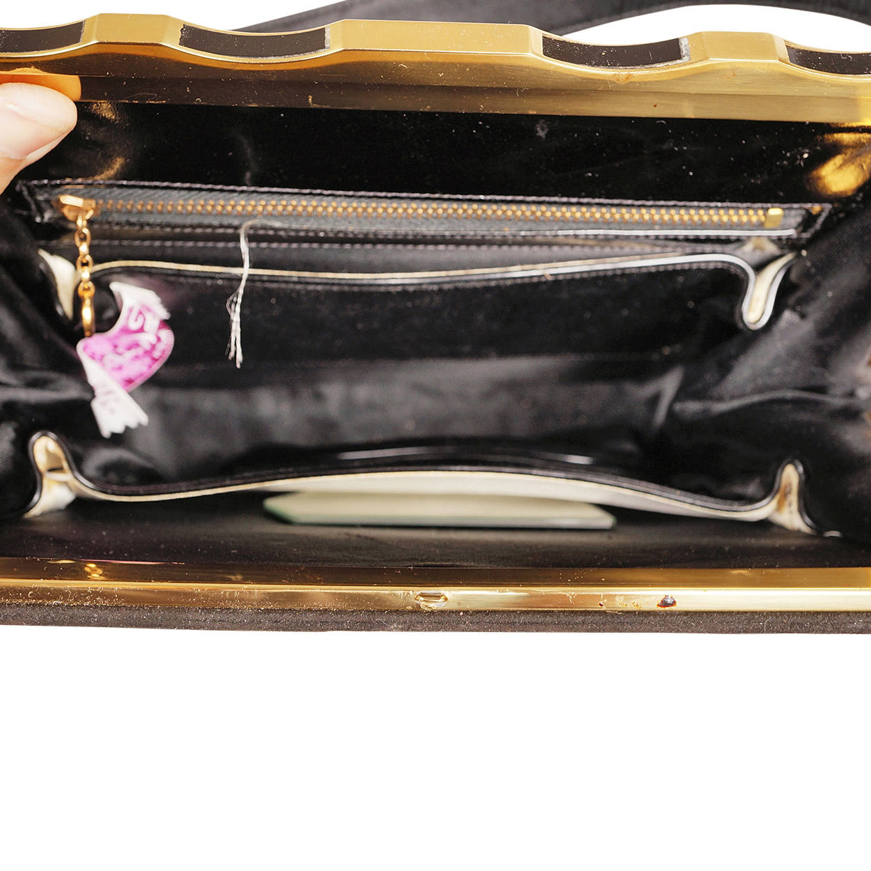Vintage Schiaparelli Paris Purse 1950s Black Antelope Suede Handbag - Poppy's Vintage Clothing