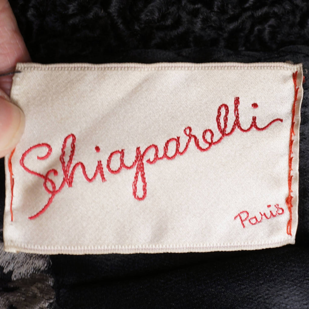 Vintage Schiaparelli Paris Black Curly Lamb Fur Jacket 1950s Glamour - Poppy's Vintage Clothing