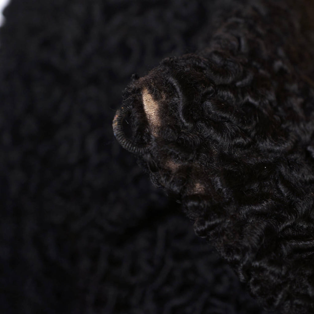 Vintage Schiaparelli Paris Black Curly Lamb Fur Jacket 1950s Glamour - Poppy's Vintage Clothing