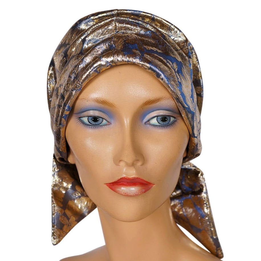 Vintage 1960s SCHIAPARELLI Paris TURBAN Hat - Gold LAME - Small - Poppy's Vintage Clothing