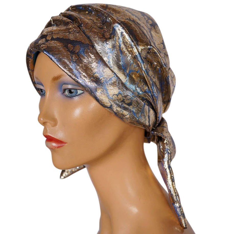 Vintage 1960s SCHIAPARELLI Paris TURBAN Hat - Gold LAME - Small - Poppy's Vintage Clothing
