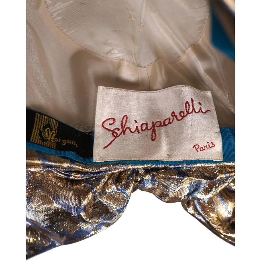 Vintage 1960s SCHIAPARELLI Paris TURBAN Hat - Gold LAME - Small - Poppy's Vintage Clothing
