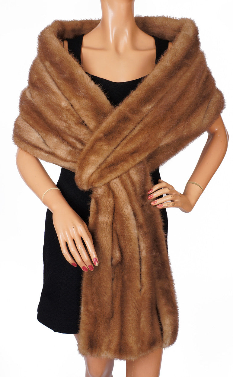 Vintage Elsa Schiaparelli Paris Mink Fur Stole Wrap 1950s Glamour - Poppy's Vintage Clothing