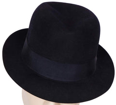 Vintage 1950s Scott and Co  of London Mens Trilby Fedora Hat Midnight Blue 7 1/4 - Poppy's Vintage Clothing