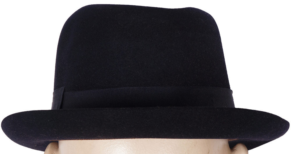 Vintage 1950s Scott and Co  of London Mens Trilby Fedora Hat Midnight Blue 7 1/4 - Poppy's Vintage Clothing