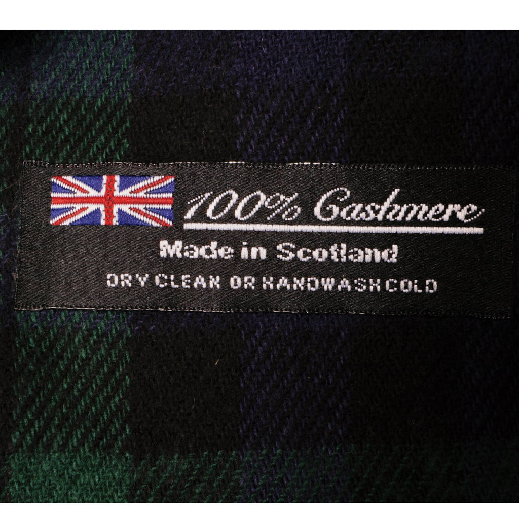 Scottish 100% Cashmere Mens Scarf Black Watch Tartan Pattern - Poppy's Vintage Clothing
