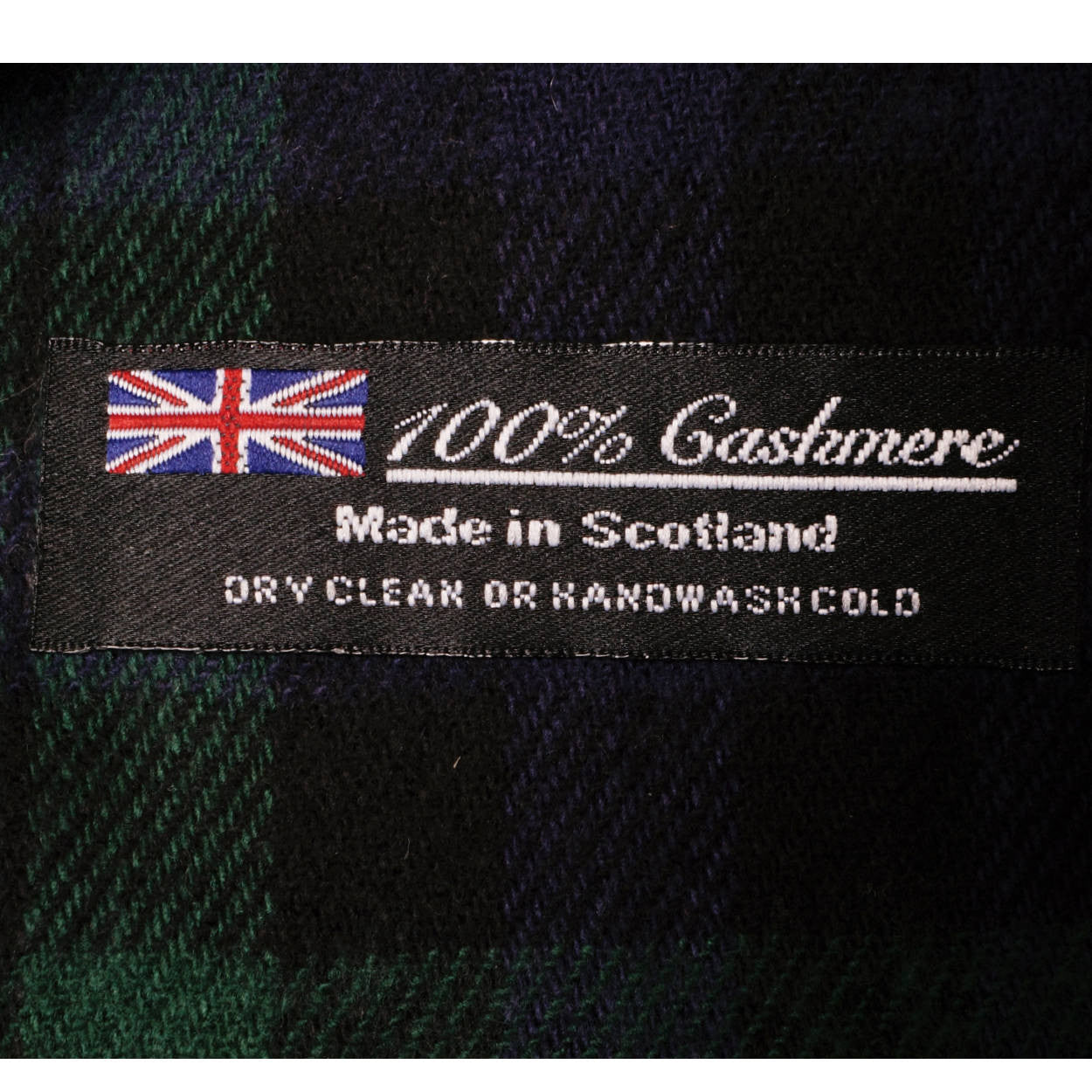 Scottish 100% Cashmere Mens Scarf Black Watch Tartan Pattern - Poppy's Vintage Clothing
