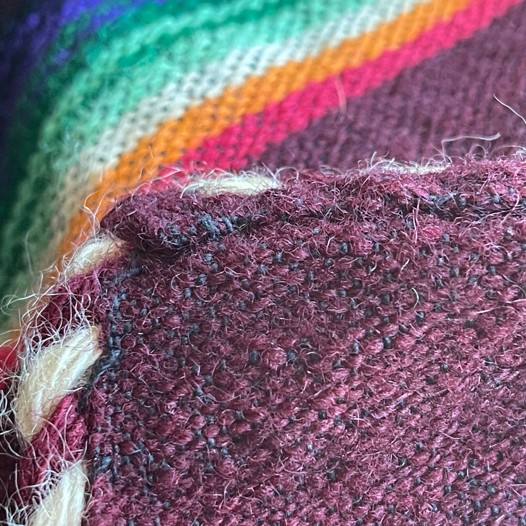 Vintage 1940s 50s Mexican Saltillo Serape Wool Blanket