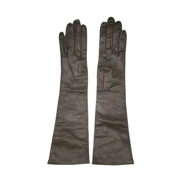 Vintage Brown Kid Leather Gloves Shalimar Vanity 1950s France Ladies Size 6.5 - Poppy's Vintage Clothing