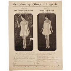 Vintage 1920s Lingerie Trade Sales Promo Sheet Shaugnessy Olovnit Ad Step-In Chemise Teddy - Poppy's Vintage Clothing