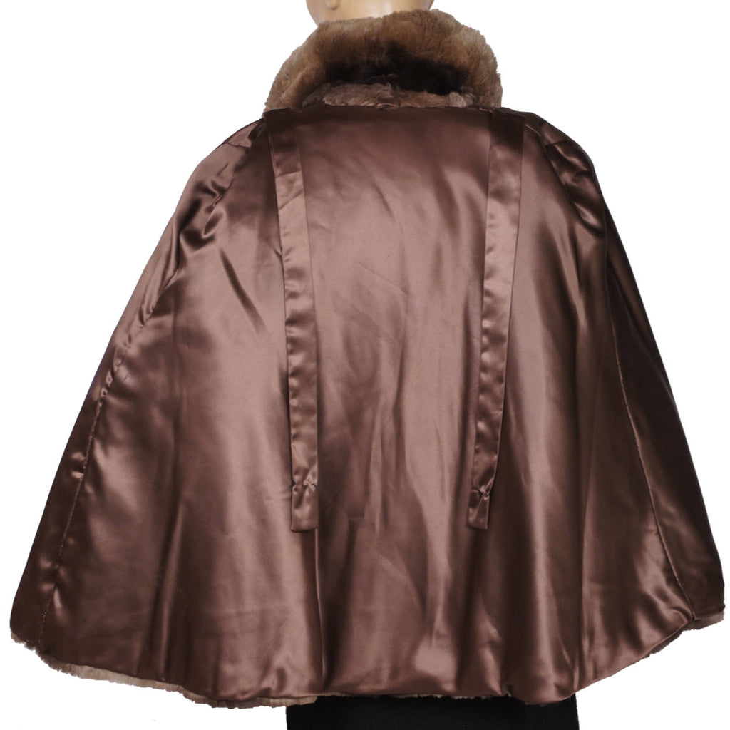 Vintage 1940s Sheared Beaver Fur Cape Size M - Poppy's Vintage Clothing