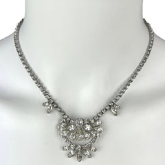 Vintage 1950s Sherman Rhinestone Necklace Clear Crystal 15 Inch