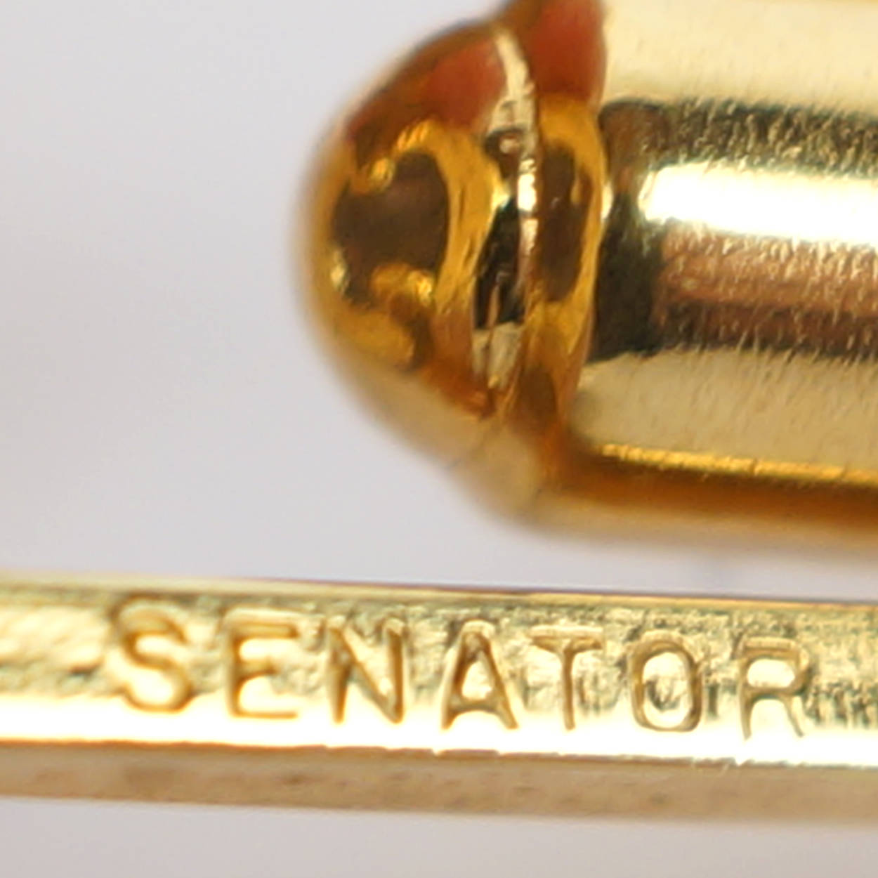 Vintage Sherman Senator Blue Rhinestone Cufflinks Gold Toned - Poppy's Vintage Clothing