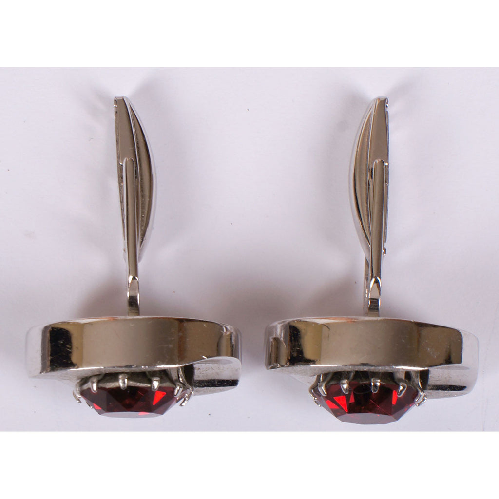 Vintage Sherman Senator Red Rhinestone Cufflinks - Poppy's Vintage Clothing
