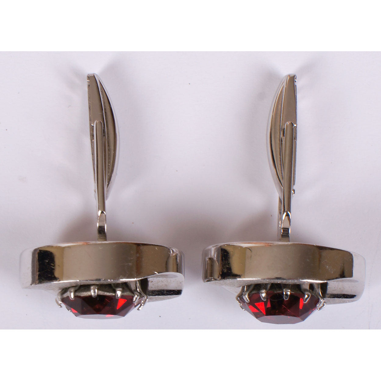 Vintage Sherman Senator Red Rhinestone Cufflinks - Poppy's Vintage Clothing