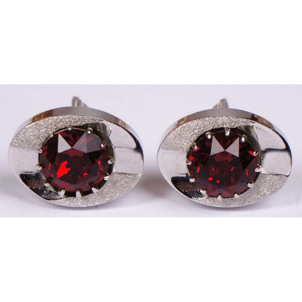 Vintage Sherman Senator Red Rhinestone Cufflinks - Poppy's Vintage Clothing
