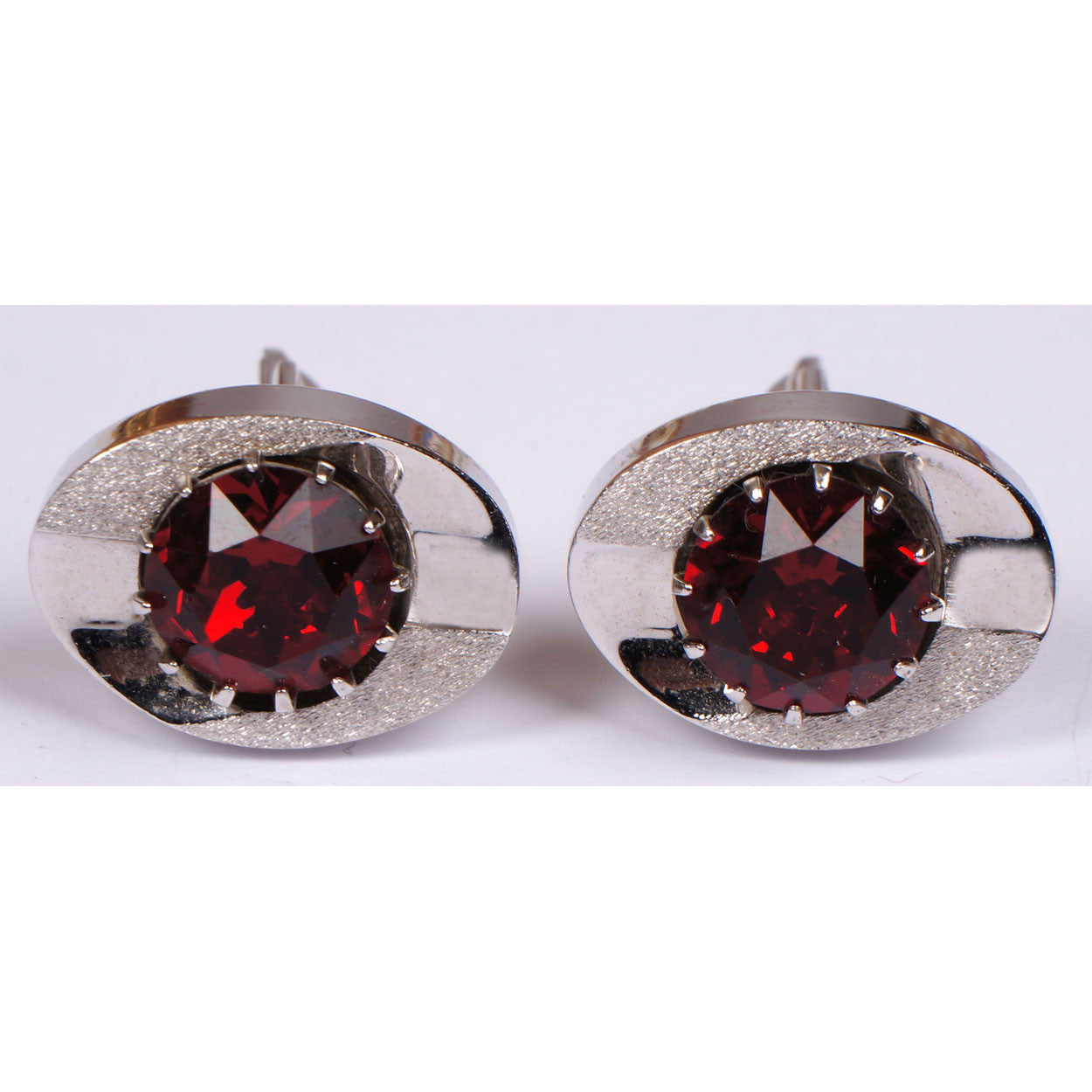 Vintage Sherman Senator Red Rhinestone Cufflinks - Poppy's Vintage Clothing