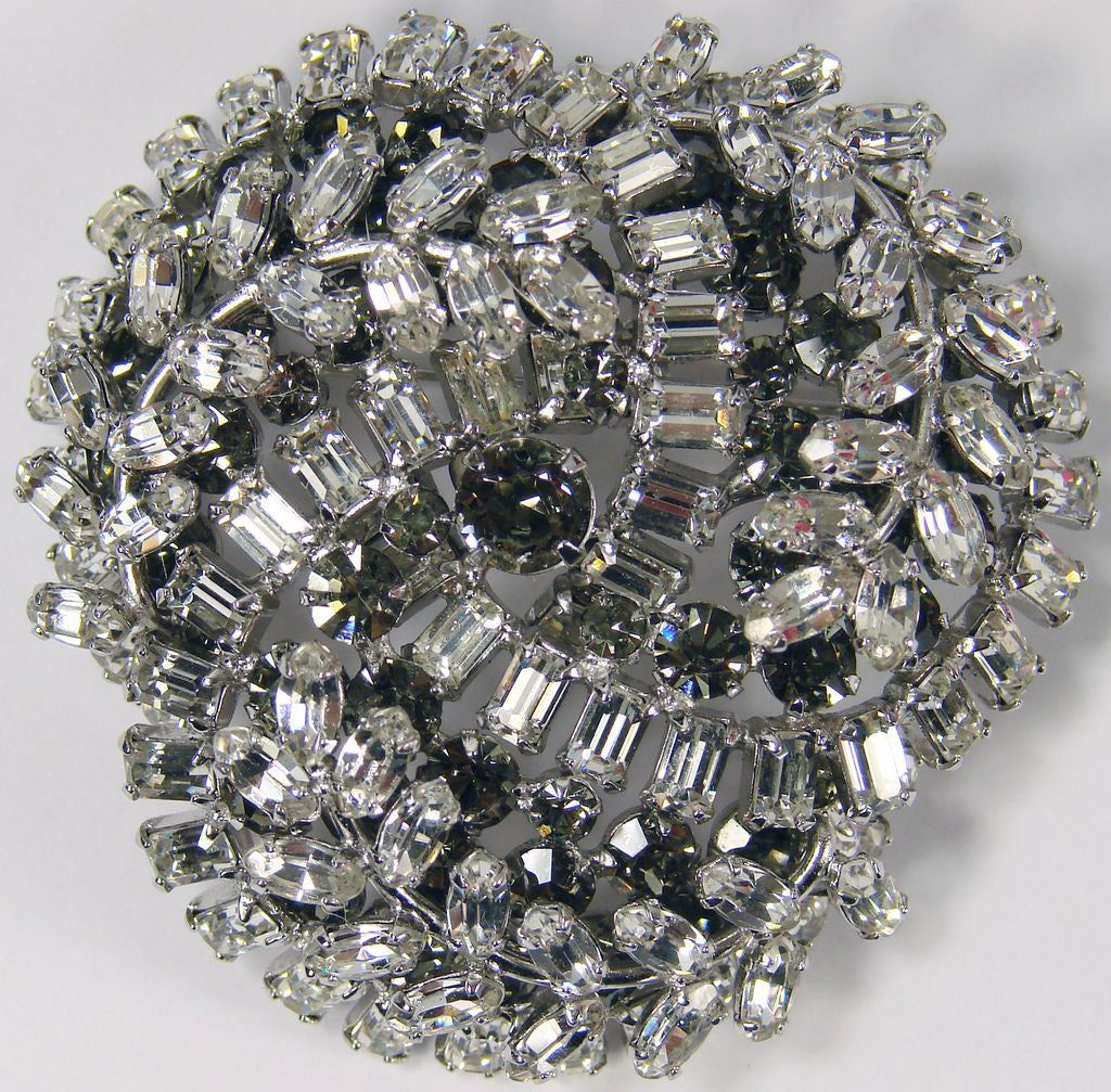 1950s Sherman Rhinestone Brooch Clear Rhinestone - Poppy's Vintage Clothing