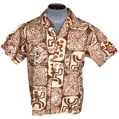 Vintage NOS 1960s Hawaiian Tiki Shirt Sea Island Swimwear L