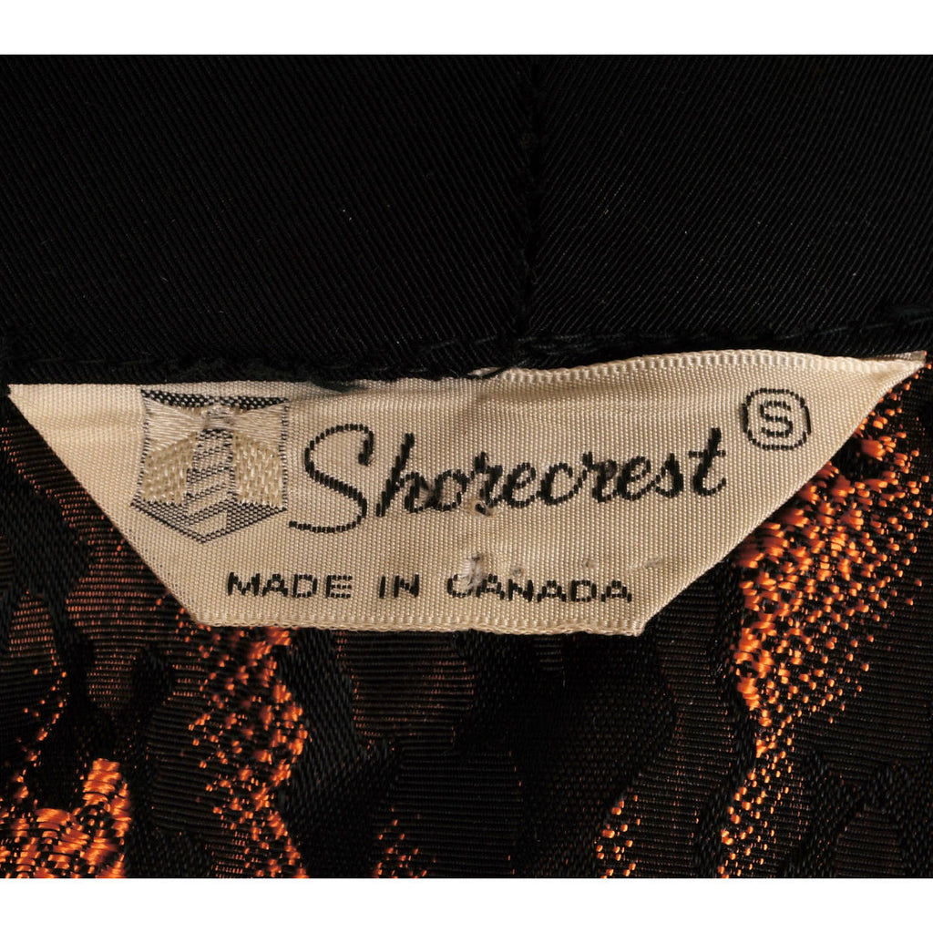 Vintage 1950s Mens Dressing Gown Orange and Black Pattern Lounging Robe S M - Poppy's Vintage Clothing
