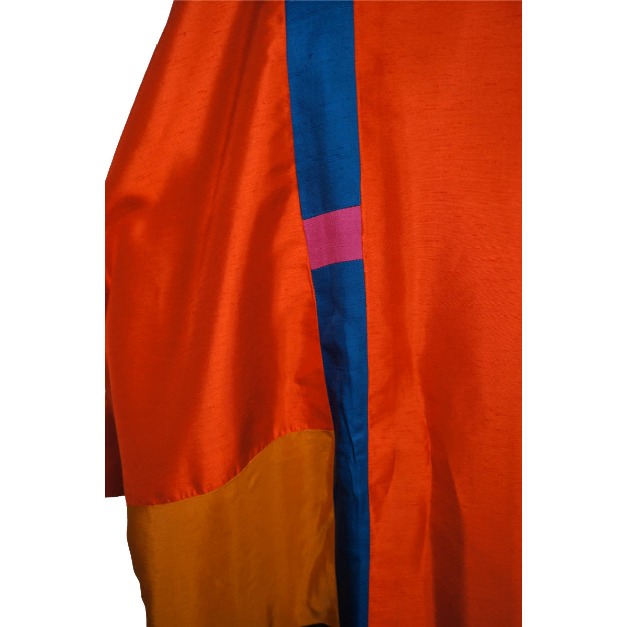 Vintage 80s Silk Caftan Colour Block Kimono Kaftan One Size - Poppy's Vintage Clothing