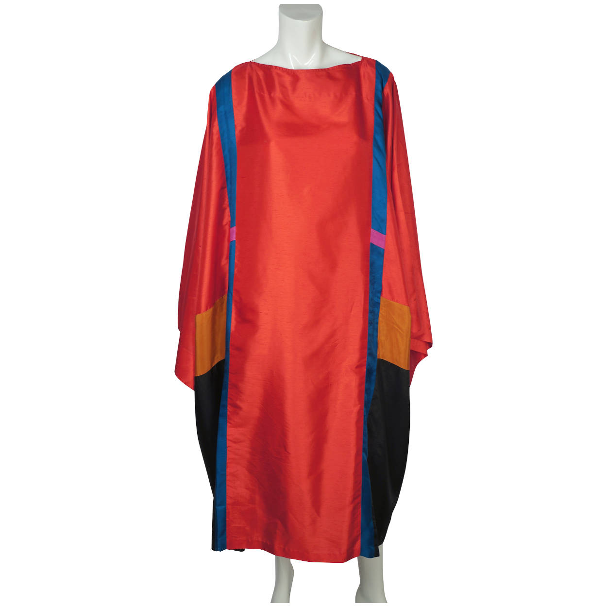 Vintage 80s Silk Caftan Colour Block Kimono Kaftan One Size - Poppy's Vintage Clothing