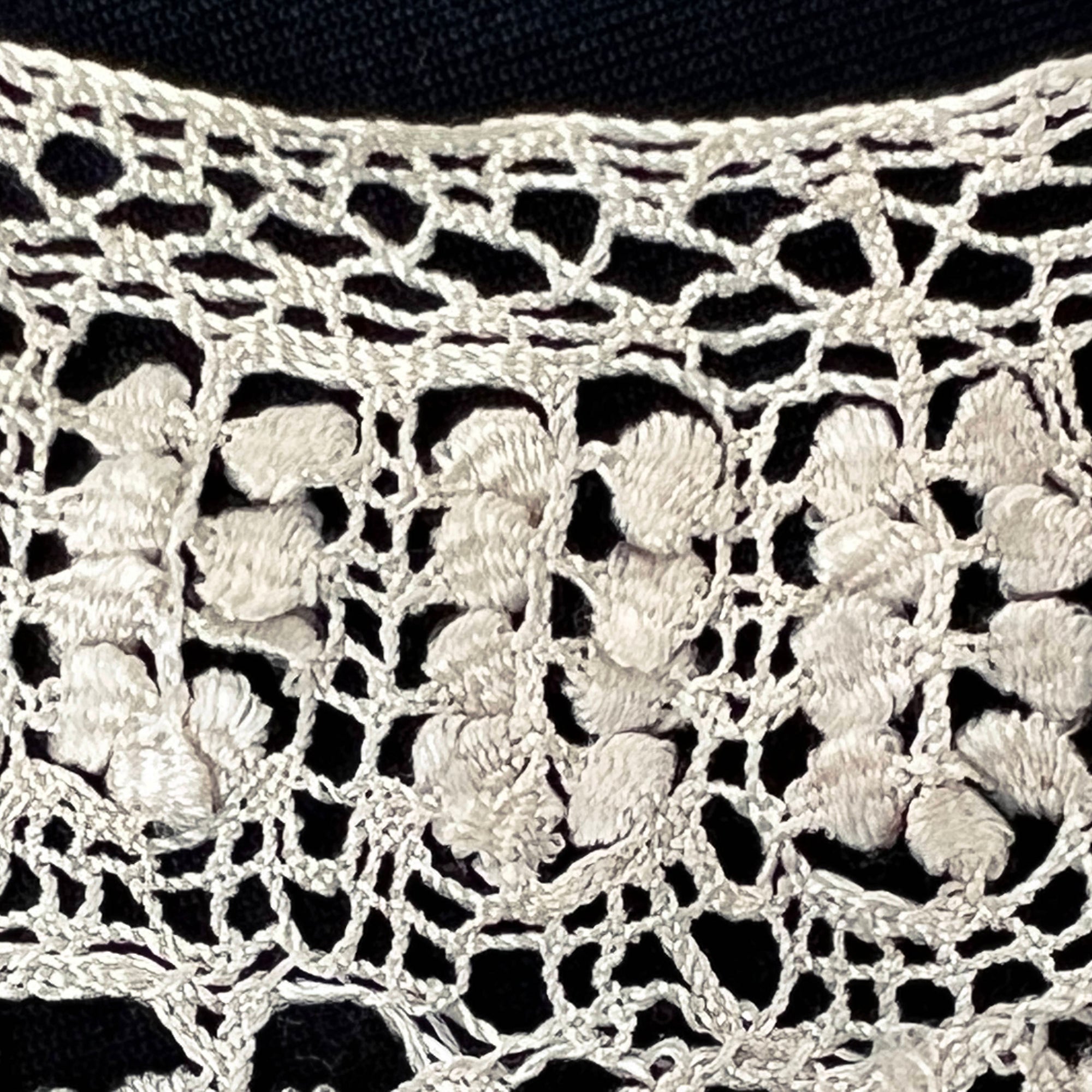 Large Antique Maltese Silk Lace Collar Hand Made Victorian