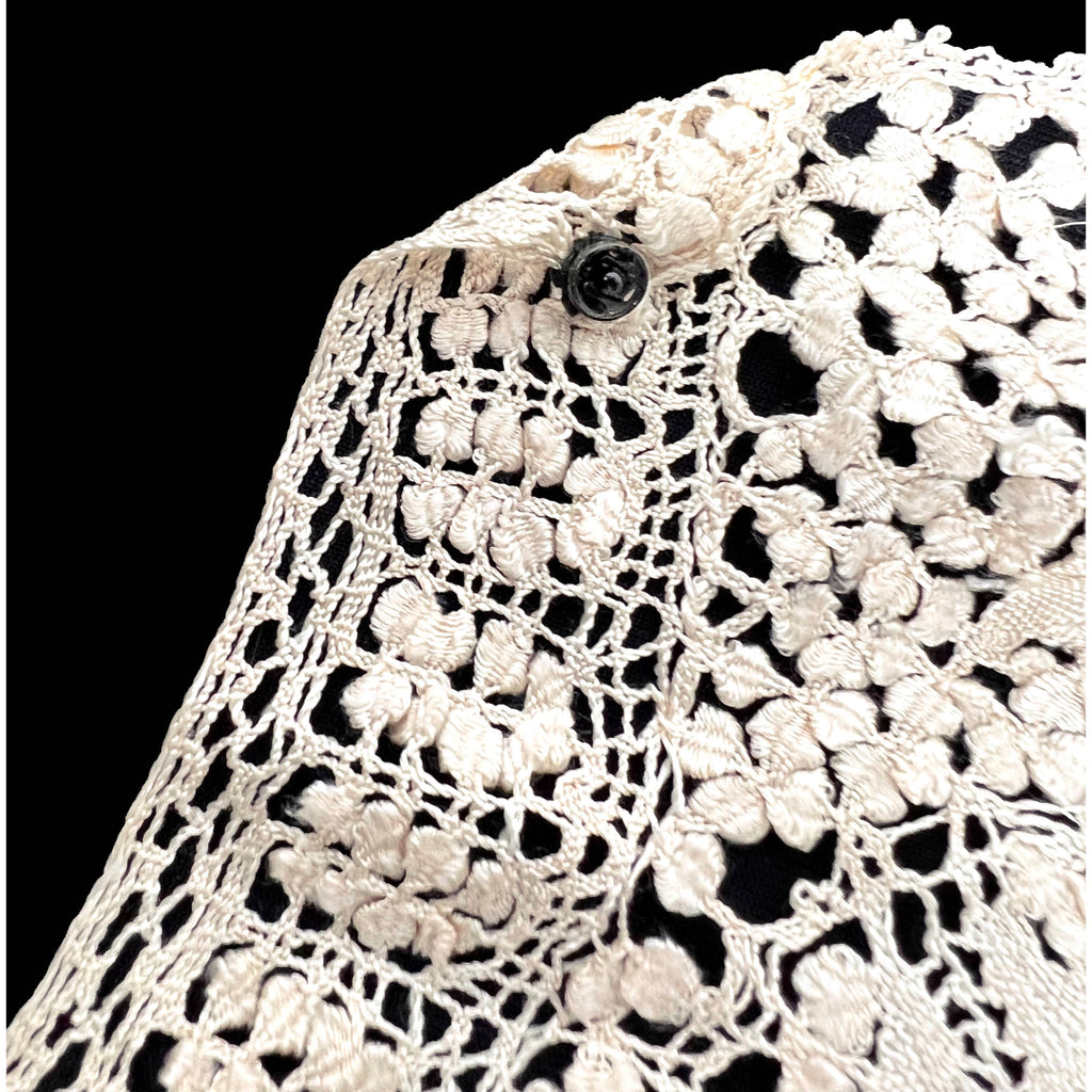 Large Antique Maltese Silk Lace Collar Hand Made Victorian