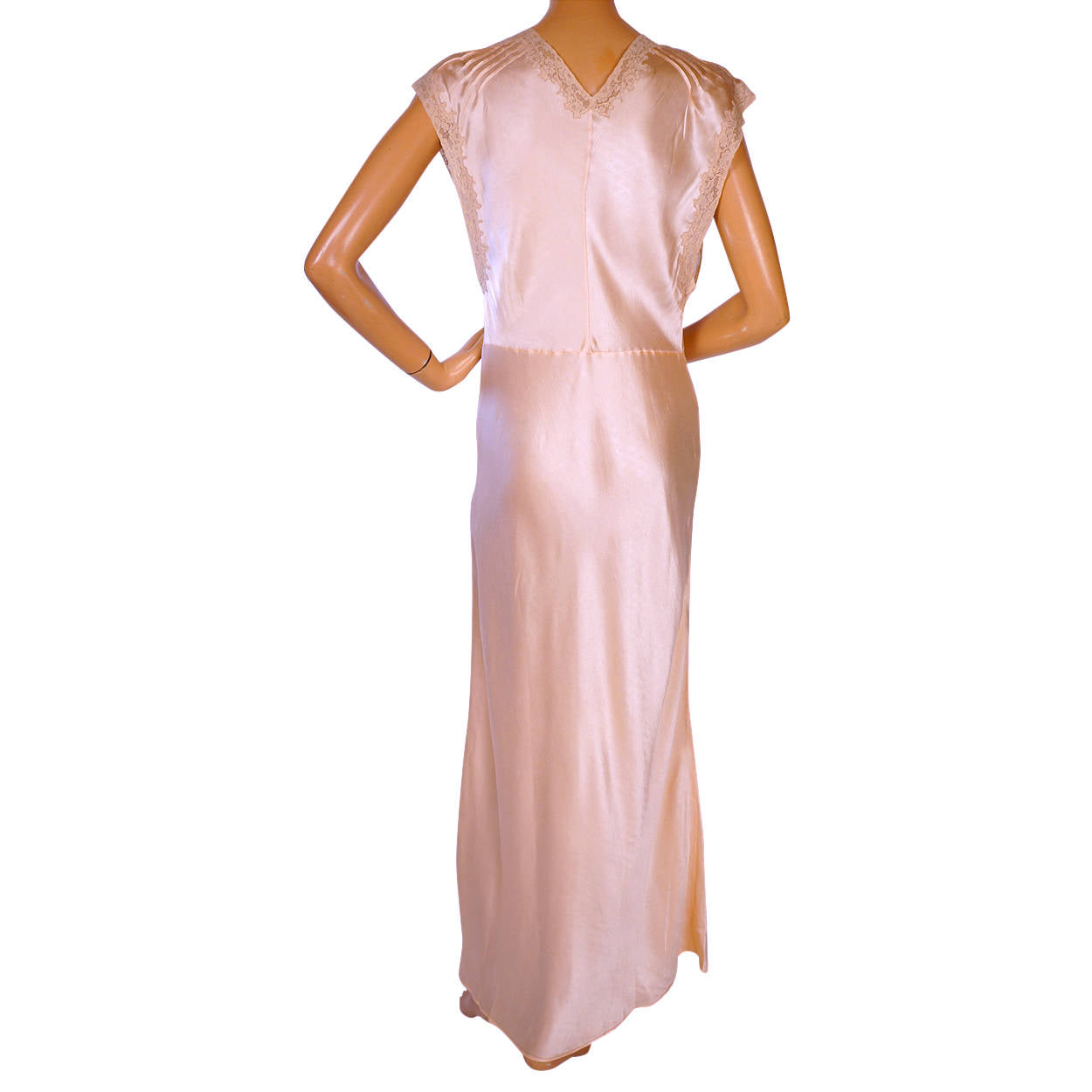 Vintage 1930s Pink Silk Nightie - Size L - Poppy's Vintage Clothing