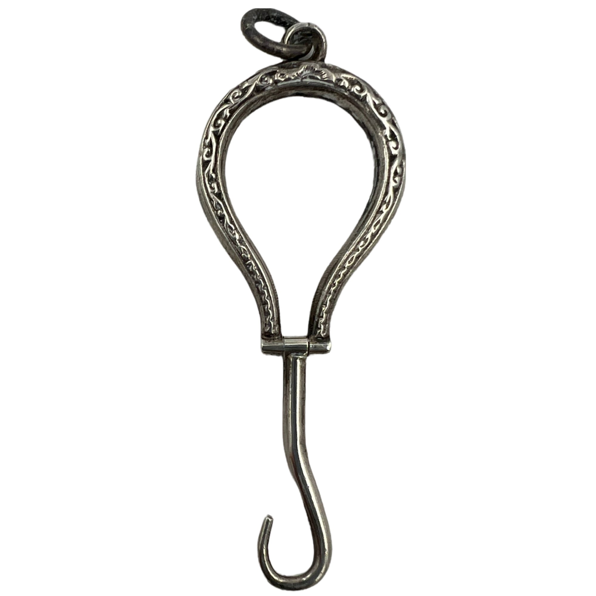 Antique Button Hook Folding Sterling Silver For Chatelaine 