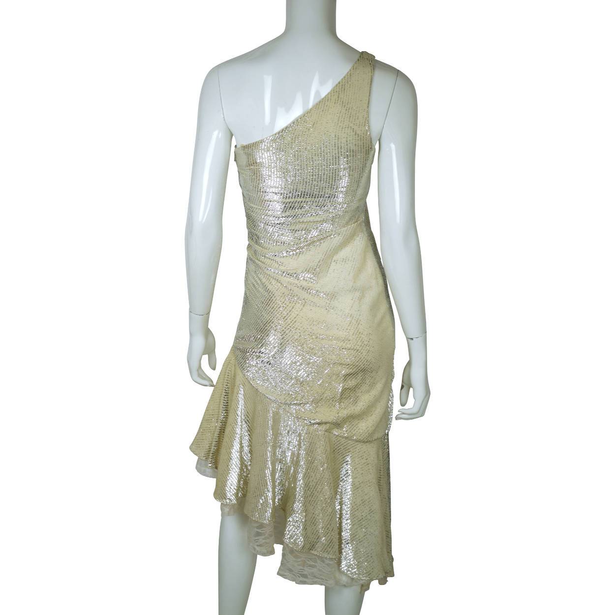 Vintage 1970s Disco Party Dress Silver Metallic Lam One Shoulder Size Poppy's Vintage Clothing Vintage 1970s Disco Party Dress Silver Metallic Lam One Shoulder Size Poppy's Vintage Clothing