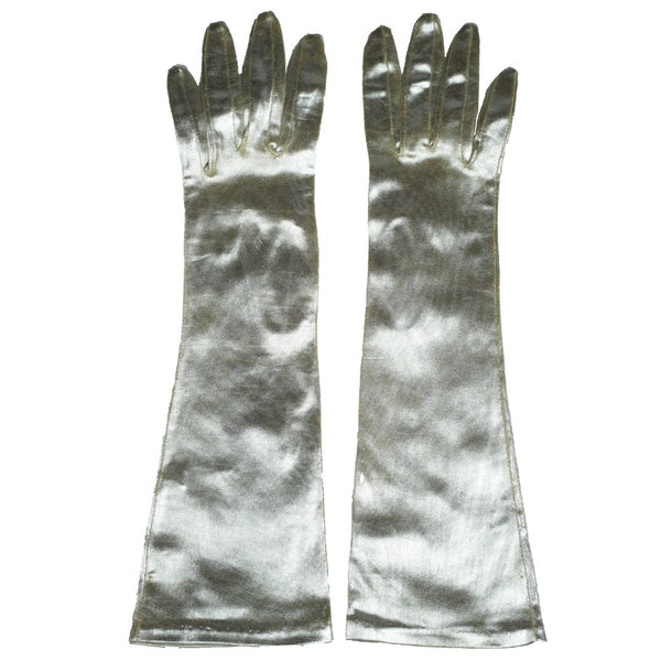 Vintage 1960s Silver Gloves Unused Futuristic Space Age Ladies Size 7 - Poppy's Vintage Clothing