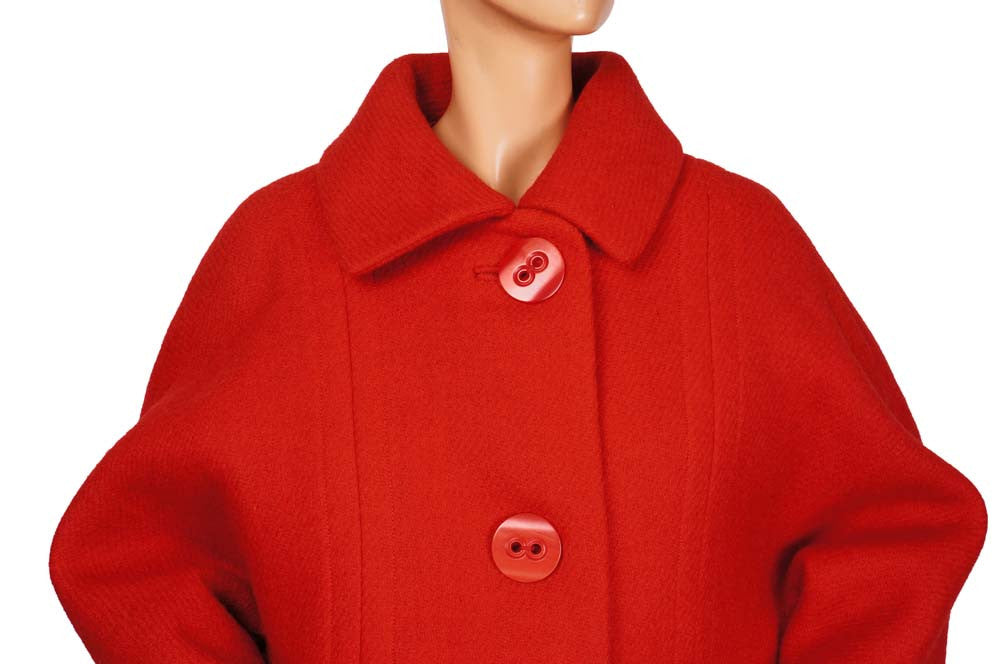 Vintage 1960s Simonetta and Fabiani Red Wool Coat - Poppy's Vintage Clothing